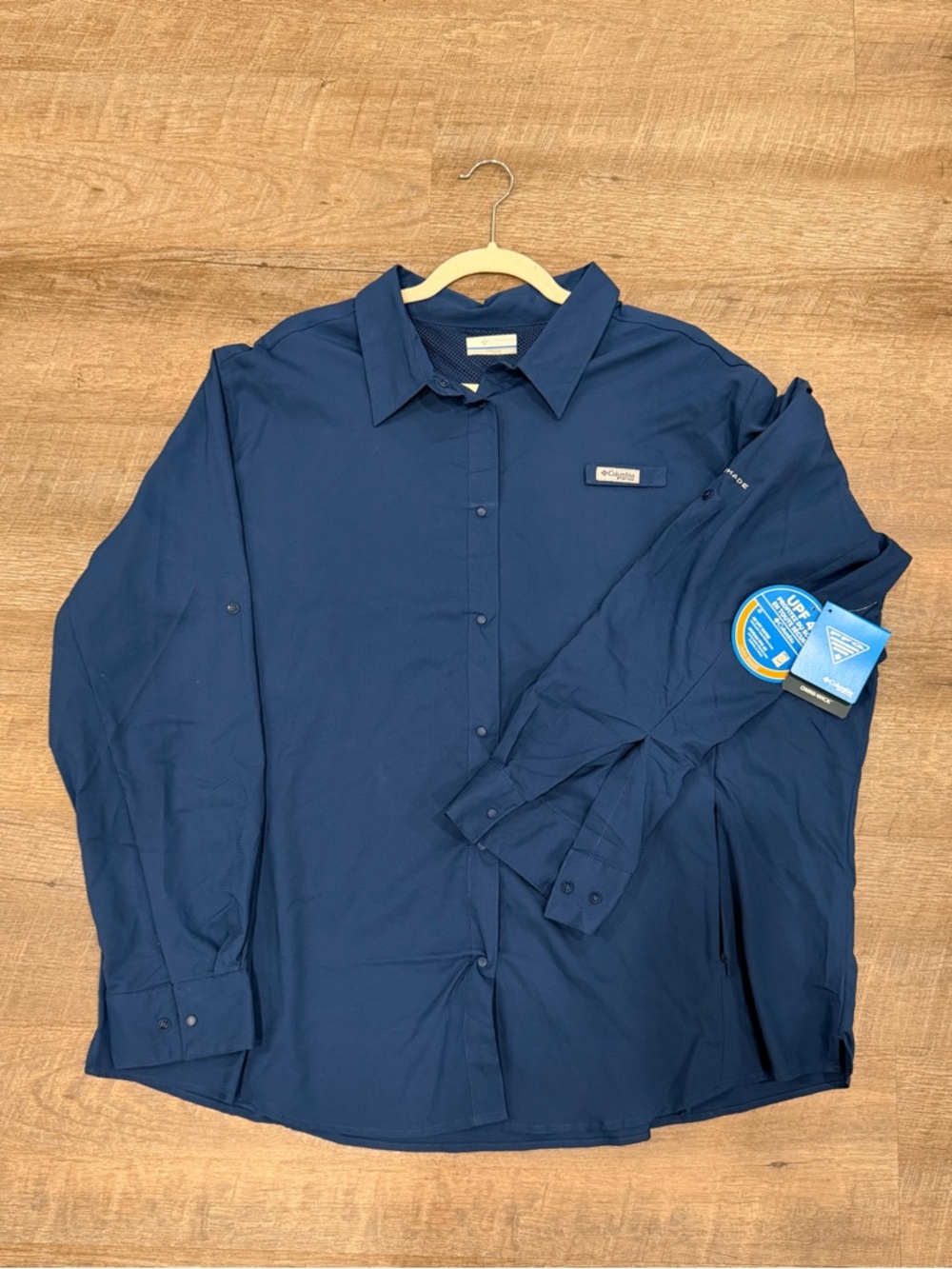 Columbia Tamiami Long Sleeve Shirt Womens 3X Plus Size UPF 40 Fishing NWT Navy - Picture 5 of 11
